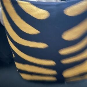 Jonathan Adler Navy and Gold Zebra Stripe Accent Pillow
